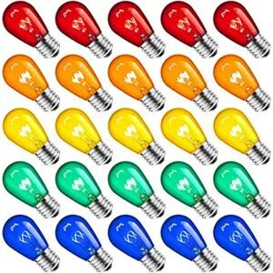 S14 Replacement Light Bulb 50 Pck Glass 11 Watt  Med Base Waterproof Multicolor